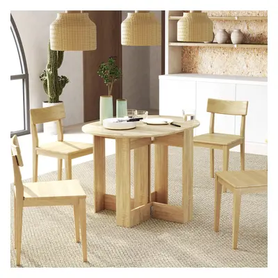 HOMCOM Folding Dining Table Foldable Drop Leaf Dinner Table for Kitchen Oak