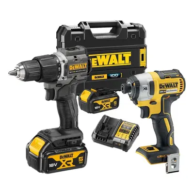 Dewalt 18v XR Brushless Twin Pack - Compact Combi Hammer Drill + DCF850N Impact