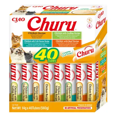 Churu by INABA Cat Treat - Chicken Variety Box - Pack (40 x 14g total) / Soft & Creamy Cat Treat