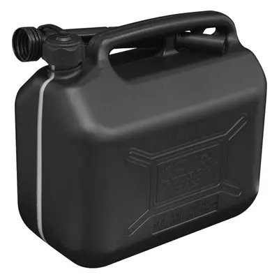 10 Litre Plastic Fuel Can - Safety Screw Lock Cap - Flexible Spout - Black