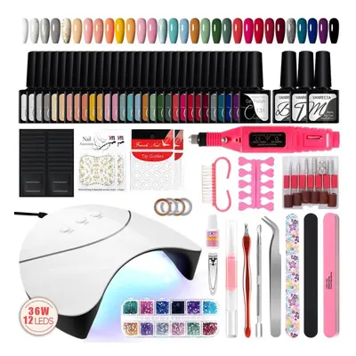 (as the picture) Vanreesa Nail Gel Manicure Set For Gel Nail Polish Uv Led Nail Lamp Electric Na