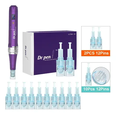 (X5W+10PCS 12PIN) Dr.pen X5 Wireless Derma Pen Microneedling Derma Rolling Mts Micro Needle Ther