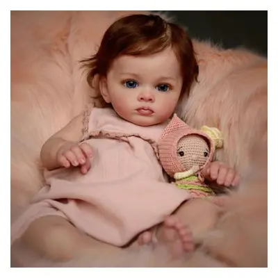 (pink, 55cm full silicone) 60cm Cuddly Cloth Body Reborn Baby Doll Tutti Lovely Inch Full Vinyl 