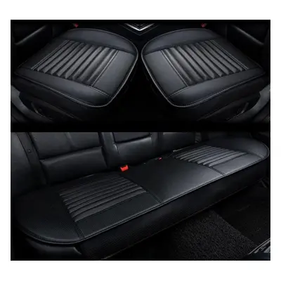 (black, 3Pcs/set) Universal 5d Car Pu Leather Front Seat Rear Seat Seat Cover Pad Breathable Sea