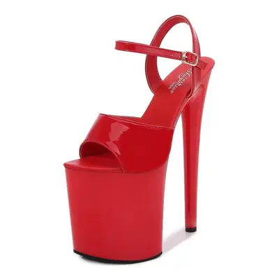 (red, 41) Women&apos;s Shoes Summer Patent Fine Heel Sexy Nightclub Waterproof Platform Sandals 