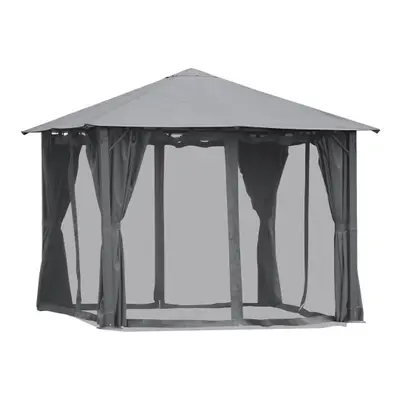 10' x 10' Patio Gazebo, Outdoor Gazebo Canopy Shelter with Netting & Curtains, Vented Roof, for 