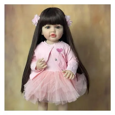 (white, same as pictures) Bzdoll Cm Inch Reborn Baby Realistic Stand Girl Doll Full Soft Silicon