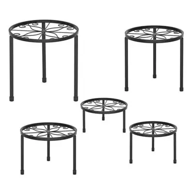 (black) 5pcs Metal Plant Stands Sturdy Construction High Stability Rustproof Strong Load-bearing