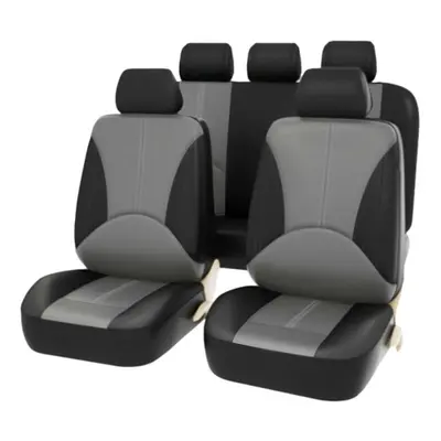 (black,gray, B(As in the picture)) Seametal 9pcs Car Seat Covers Universal Breathable Leather Se