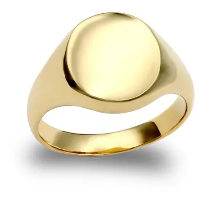 (Y) Jewelco London Men's Solid 9ct Yellow Gold Oval Signet Ring