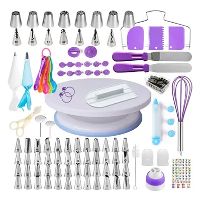 (as the picture) 137pcs/set Purple Baking Tools Stainless Steel/plastic Piping Nozzle Pastry Bag