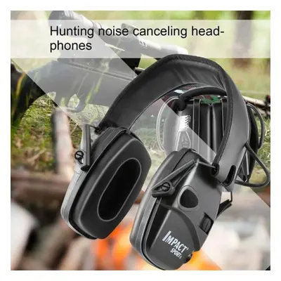 (Black) High Quality Anti-noise Electronic Tactical Shooting Earmuff Noise Reduction Foldable He