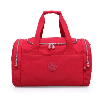 (red, 45*24*29cm) Nylon Large Capacity Travel Bag Fashionable Waterproof Lightweight Wear-resist