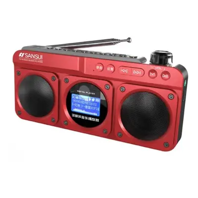 (red) Portable Retro Radio With Led Display Wireless Bluetooth Handsfree Speaker Handheld Music 