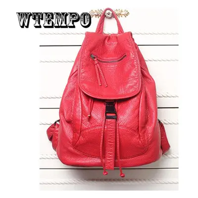 (red, One Size) Women Backpack Leather Ladies Travel Bags Schoolbags For Girls Knapsack Holiday