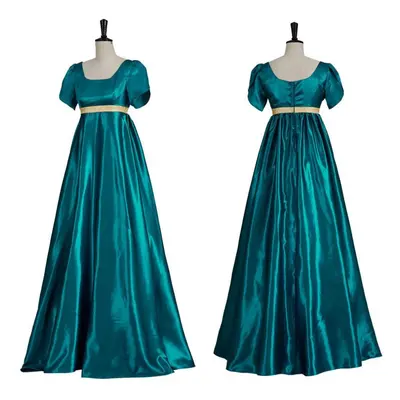 (navy blue, XXL) Satin Gowns Victorian Ball Gowns Empire Waist Gowns Regency Gowns