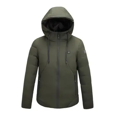 (army green, L) Men Women Electric Heated Jacket Heating Waistcoat Usb Thermal Warm Cloth Feathe