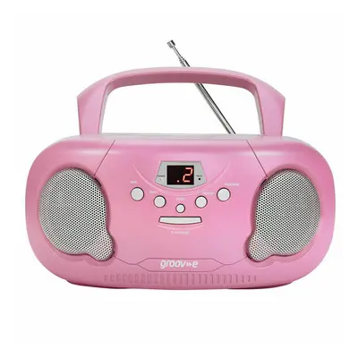 Groov-e Original Boombox Portable CD Player with AM/FM Radio and 3.5mm Aux-In GVPS733 - Pink