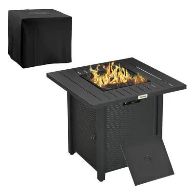 Outsunny 40,000 BTU Gas Firepit Table with Protective Cover, Spark Guard