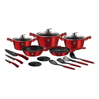 (Burgundy) Berlinger Haus Pcs Cookware Set