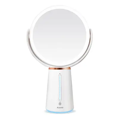 Auxmir Makeup Mirror with Light, 1X / 10X Double-Sided Magnifying Mirror, Rotating Rechargeable 