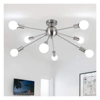 (8 Light Nickel) Ceiling lights, chrome ceiling lights, nickel living room ceiling lights, E27 m