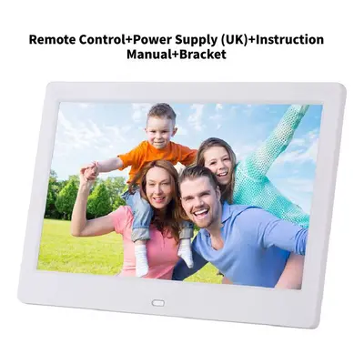 (White) Inch Black Digital Photo Frame With Music Video Calendar Alarm Clock Remote