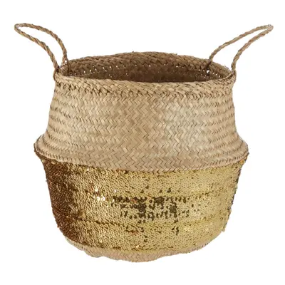 Premier Housewares Gold Sequin Small Seagrass Basket