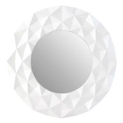 White High Gloss 3D Design Wall Mirror, Easy to Clean Bedroom Wall Mirror, High-quality Antique 