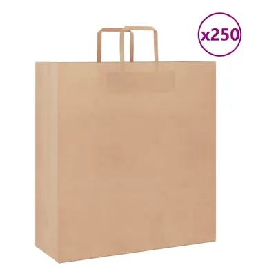 (brown, x x cm/ pcs) vidaXL Paper Bags pcs with Handles White 21x11x28 cm Paper Grocery Bag