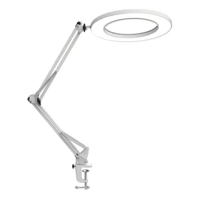 7W Metal LED Swing Arm Table Lamp with Clamp Stepless Dimming Magnifier Ring Reading Light Color