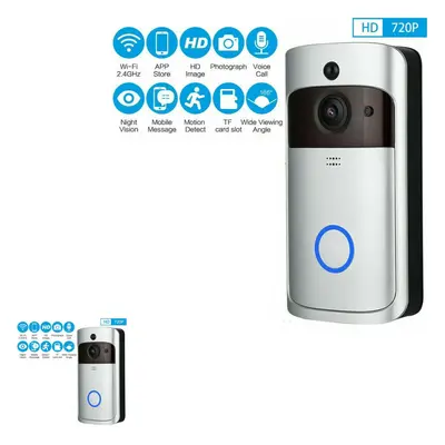 SILVER WIRELESS WIFI VIDEO DOORBELL SMART PHONE INTERCOM MOTION SENSOR