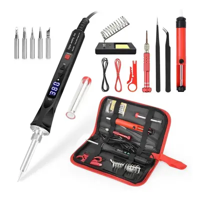 (880R-10PC, EU Plug) 110V/220V 80W LED Digital Electric Soldering Iron with 5PC Welding Tips Sol