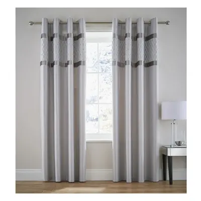 Catherine Lansfield Sequin Cluster Eyelet Curtains Silver 66x72 Inch