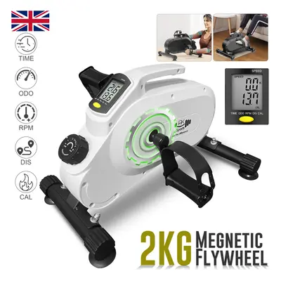 (White) Mini Exercise Bike Levels Magnetic Resistance