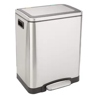 (2 Compartment) 30L Double Bin Soft Seamed Rectangular Trash Can with Foot Pedal - x 15L Bins