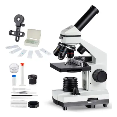 Microscope for Kids Adults 100x-1000x Mechanical Stage Reflected/Transmitted Illumination Wide-F