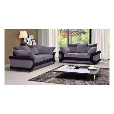 (Black/Grey, 3+2 Seater) Modern New Dino Corner and 3+2 Seater Sofa