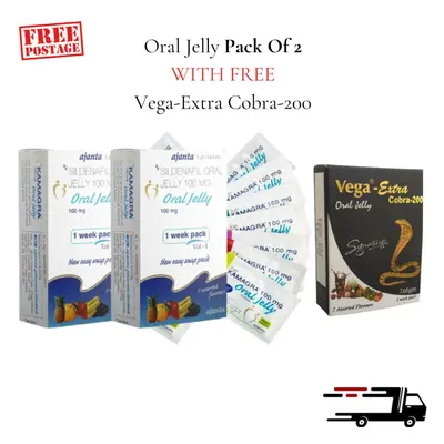 2 Week Pack Oral Jelly Sachet's WITH FREE Vega Extra Cobra-200 | Natural Power Booster Royal Jel