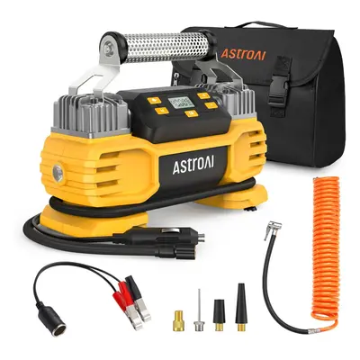 Tire Inflator Air Compressor 12V DC 160PSI with Screen, Heavy Duty Dual Cylinders and Dual Motor