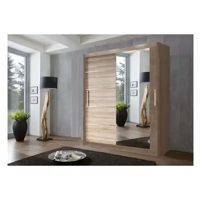 (180 cm, Oak/Sonoma) Lyon and Door Sliding Mirror Wardrobe