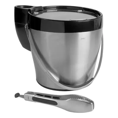 OXO SteeL Ice Bucket and Ice Tongs with Tong Holder