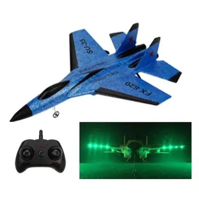 (Blue, Battery) 2.4G Glider Remote Control Drone Night Flight Fixed Wing Aircraft with Flash Lig