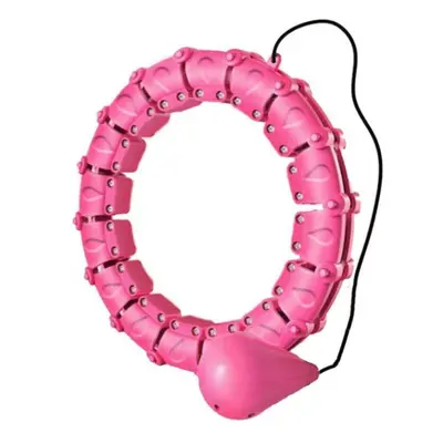 (pink) Lose Weight Sports Smart Hula Hoop Knots Counting Circle Adjustable Gym Hoops Thin Waist 