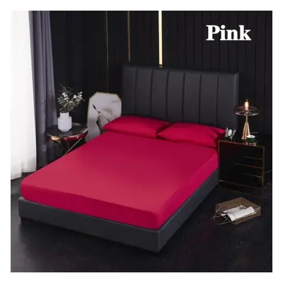 (pink, Sheet 220X200x30cm) 99% Waterproof Bed Cover With Elastic Band Solid Fitted Sheet Smooth 