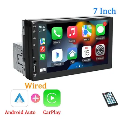 (Type 2) Hippcron Car Radio Mp5 Player Din Bluetooth Hd 7" Touch Screen Stereo 12v With Carplay