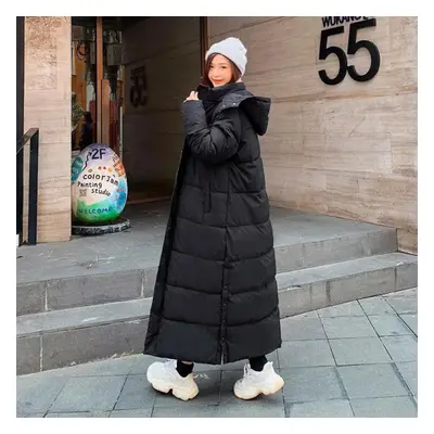 (black, XL) Parka Coat Extra Maxi Long Winter Down Coat Women Hooded Big Plus Size Female Lady W