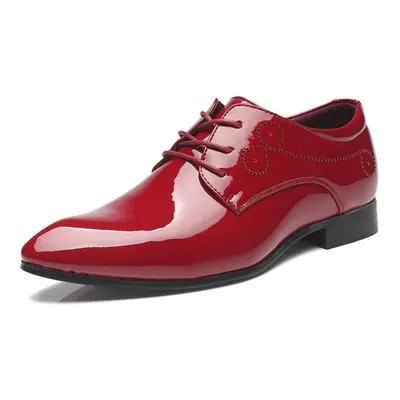 (red, 46) Men&apos;s Casual Leather Shoes Fashion Men Party Dress Shoes Breathable Fashion Weddi