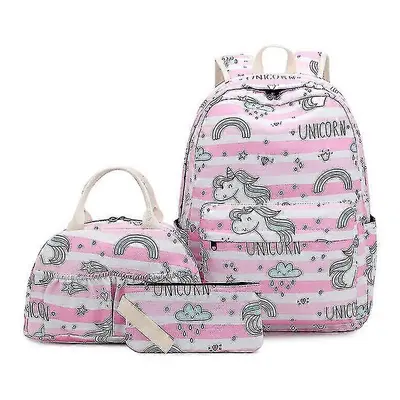 Backpack for Girls School Bag Set Cute Unicorn Backpack with Lunch Bag And Pencil Case Water Res