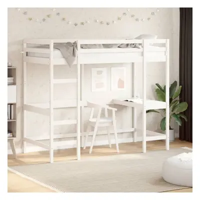 vidaXL Loft Bed without Mattress White 90x190 cm Single Solid Wood Pine